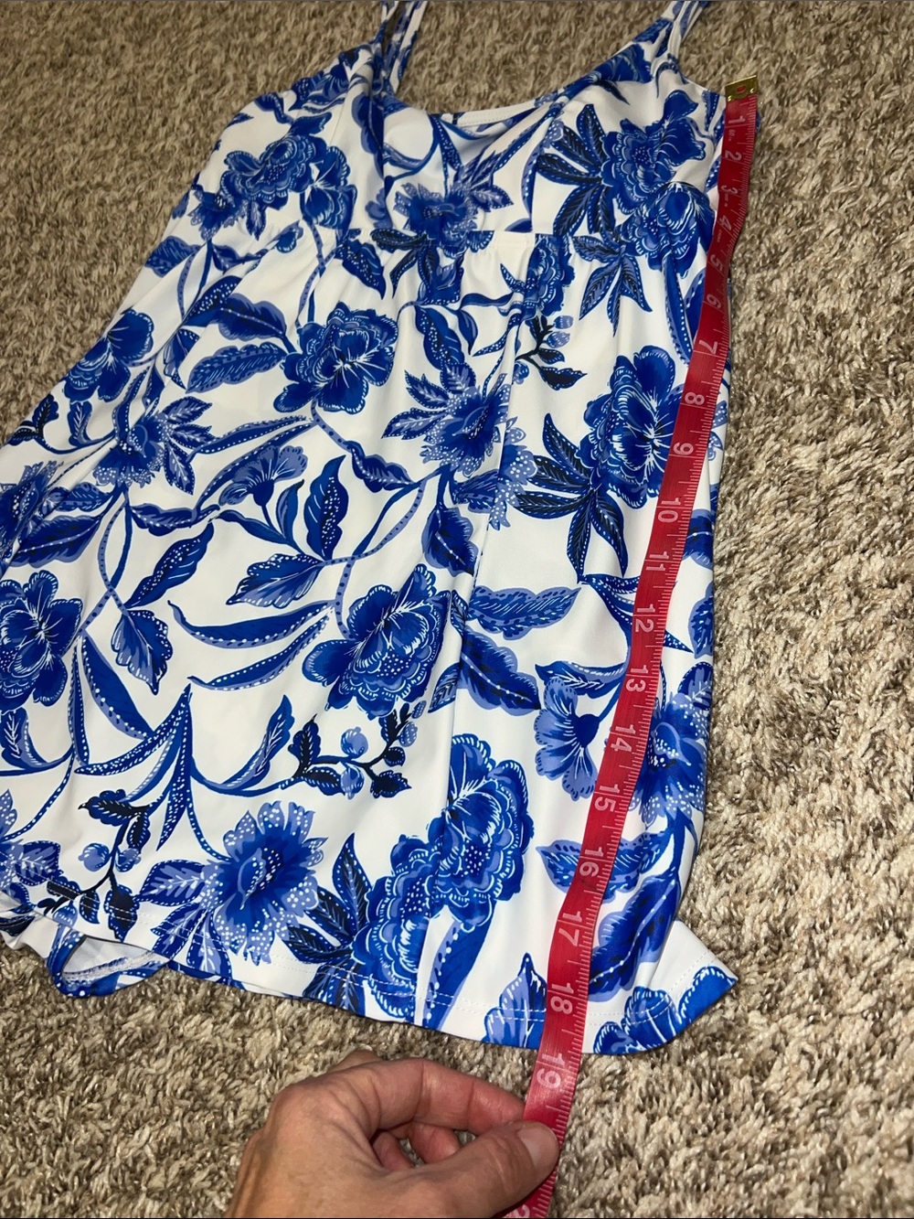 Sonnet Shores Feminine Classy One-Piece Swimdress - White & Royal Blue (size 6) - Picture 8 of 14